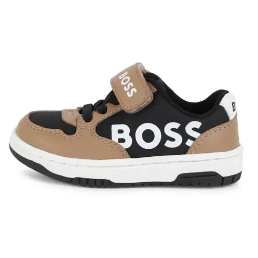 Hugo Boss Baby - Tênis em Mix Material, Preto/Bege