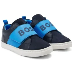 Hugo Boss Baby - Tênis masculino com logotipo de velcro marinho