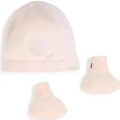 Hugo Boss Boss - Conjunto de gorro e botinhas de malha, rosa