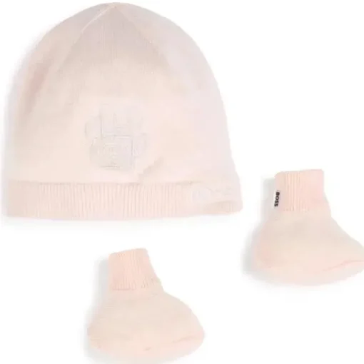Hugo Boss Boss - Conjunto de gorro e botinhas de malha, rosa
