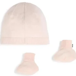 Hugo Boss Boss - Conjunto de gorro e botinhas de malha, rosa