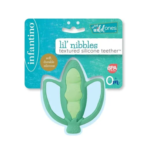 Infantino - Lil' Nibbles Textured Silicone Teether, Peas