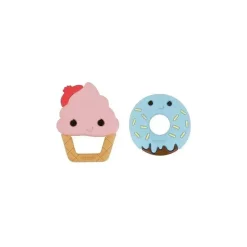 Infantino - Wee Wild Ones - Mordedores de silicone Sweet Tooth, sorvete/rosquinha
