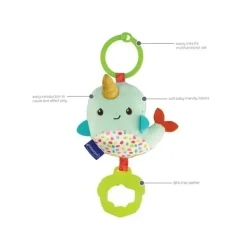 Infantino - Wee Wild Ones Chime &amp; Go Tag Along Pal, Narwhal