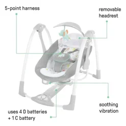 Ingenuity - ConvertMe 2 em 1 balanço de bebê automático portátil compacto e assento infantil, Wimberly