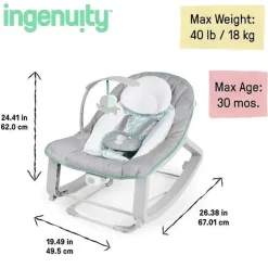 Ingenuity - Mantenha aconchegante 3 em 1, cresça comigo, segurança vibratória para bebês, Weaver