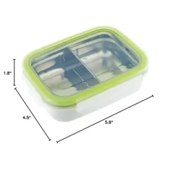 Innobaby - Caixa de lanche Bento dividida em aço inoxidável Keepin' Fresh, 11 onças, verde