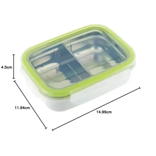Innobaby - Caixa de lanche Bento dividida em aço inoxidável Keepin' Fresh, 11 onças, verde