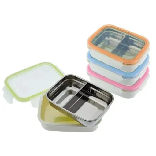 Innobaby - Caixa de lanche Bento dividida em aço inoxidável Keepin' Fresh, 11 onças, laranja