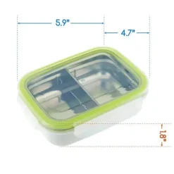 Innobaby - Caixa de lanche Bento dividida em aço inoxidável Keepin' Fresh, 11 onças, verde