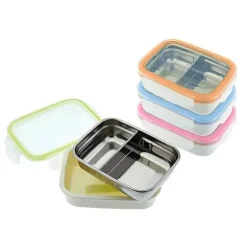 Innobaby - Caixa de lanche Bento dividida em aço inoxidável Keepin' Fresh, 11 onças, verde
