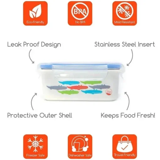 Innobaby - lanche ou lancheira de aço inoxidável Keepin' Fresh, 16 onças, jacaré