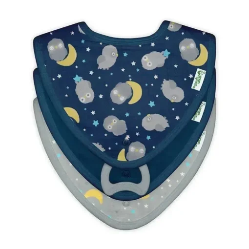 Iplay - 3 Pk Muslin Stay-Dry Babetes, Coruja Azul 0/12 Meses
