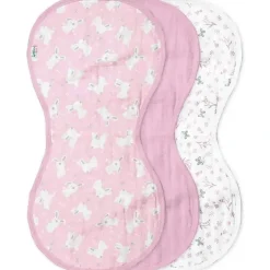 Iplay - 3 Pk panos de musselina para arrotar feitos de algodão orgânico, coelho rosa