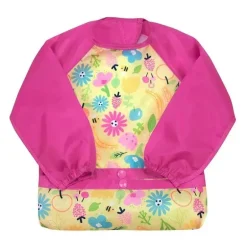 Iplay - Babador de manga comprida Snap &amp; Go, floral rosa de abelha