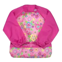 Iplay - Babador de manga comprida Snap &amp; Go, campo de flores rosa