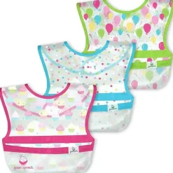 Iplay - Babadores de limpeza Snap &amp; Go (3 unidades), cupcakes rosa, 9 a 18 meses