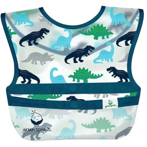 Iplay - Babadores de limpeza Snap &amp; Go (3 unidades), Dinossauros azuis, 9-18 meses