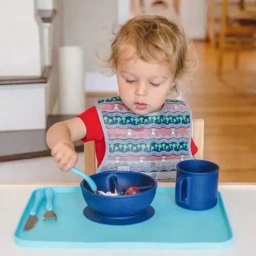 Iplay - Babadores de limpeza Snap &amp; Go (3 unidades), Dinossauros azuis, 9-18 meses