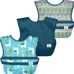 Iplay - Babadores Snap &amp; Go Easy-Wear (3 unidades), Aqua Llamas, 9/18 meses