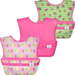 Iplay - Babadores Snap &amp; Go Easy-Wear (3 unidades), picolés rosa, 9/18 meses