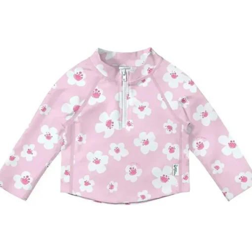 Iplay - Baby Girl Manga Longa Flores Rashguard, Rosa Claro