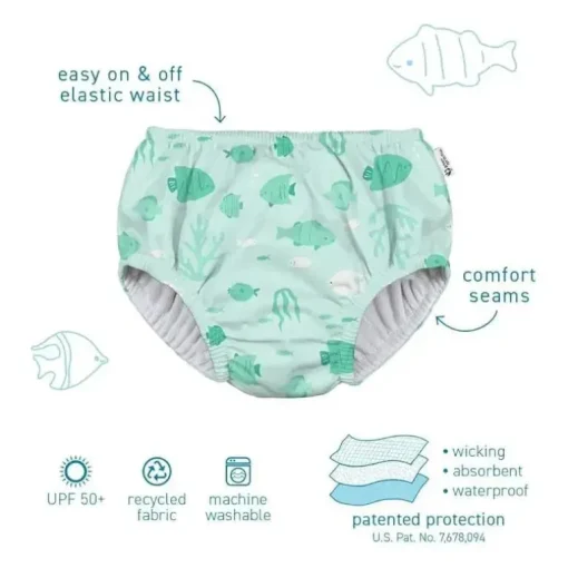 Iplay - Eco Pull-Up Swim Fralda, Azul Claro Dinos