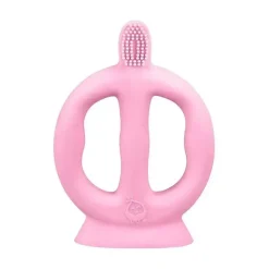 Iplay - Escova de dentes de aprendizagem feita de silicone, rosa, 9/18M