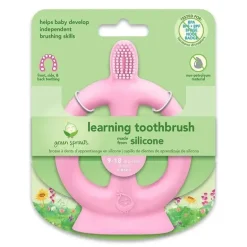 Iplay - Escova de dentes de aprendizagem feita de silicone, rosa, 9/18M