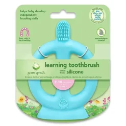 Iplay - Escova de dentes de aprendizagem feita de silicone, Aqua, 9/18M