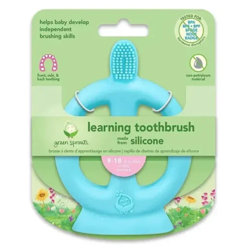 Iplay - Escova de dentes de aprendizagem feita de silicone, Aqua, 9/18M