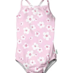 Iplay - Fato de banho clássico para bebé menina com fralda de banho absorvente reutilizável incorporada, flor