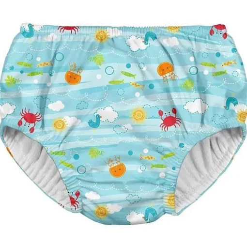 Iplay - Fralda de banho absorvente reutilizável divertida pull-up, Light Aqua Sea Friends