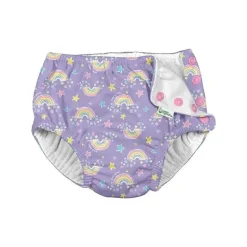 Iplay - Fralda de Natação Absorvente Reutilizável Snap, Violet Rainbows