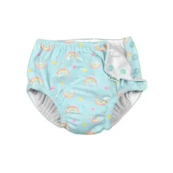 Iplay - Fralda de Natação Reutilizável Baby Girl Rainbows Snap, Aqua