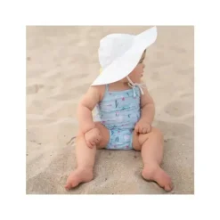 Iplay - Maiô Clássico para Bebê Menina com Fralda Absorvente Reutilizável Embutida, Cisne Aqua Claro