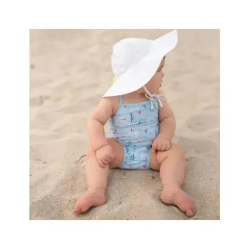 Iplay - Maiô Clássico para Bebê Menina com Fralda Absorvente Reutilizável Embutida, Cisne Aqua Claro