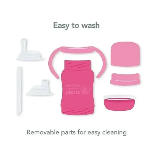 Iplay - Sprout Ware Sip &amp; Straw Cup feito de plantas, rosa, 6M