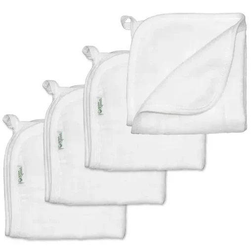 Iplay - Toalhas de musselina feitas de algodão orgânico (4Pk), branco