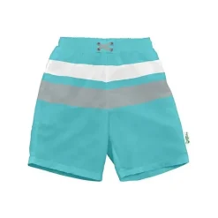 Iplay - Troncos Color Block com Fralda de Natação Absorvente Reutilizável Embutida, Cinza Aqua