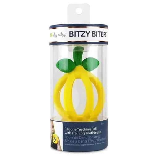 Itzy Ritzy - Bola de dentição de silicone Bitzy Bitzer, gota de limão