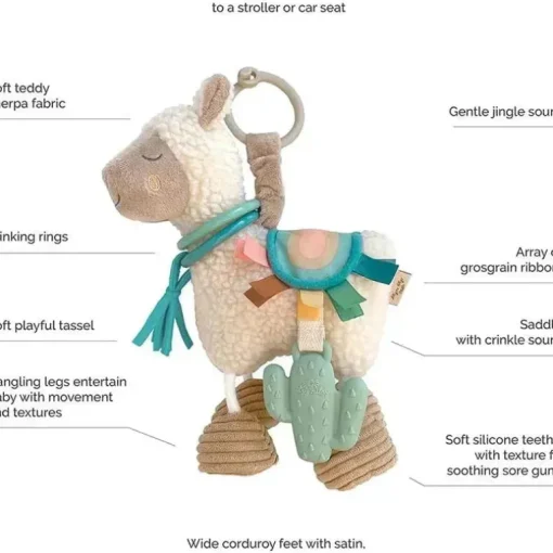 Itzy Ritzy - Brinquedo Link &amp; Love para carrinho ou cadeirinha de carro, mordedor de silicone, lhama