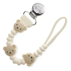 Itzy Ritzy - Clipe de chupeta de silicone, pulseira de chupeta de silicone 100% de qualidade alimentar com clipe, urso