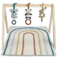 Itzy Ritzy - Ginásio de atividades de madeira com tapete de brincar e arco-íris de brinquedo