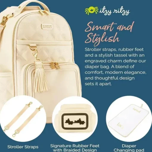 Itzy Ritzy - Mochila para fraldas, mochila Boss Plus de grande capacidade para bebês, leite e mel