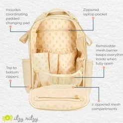 Itzy Ritzy - Mochila para fraldas, mochila Boss Plus de grande capacidade para bebês, leite e mel