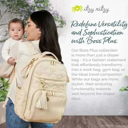 Itzy Ritzy - Mochila para fraldas, mochila Boss Plus de grande capacidade para bebês, leite e mel