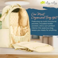 Itzy Ritzy - Mochila para fraldas, mochila Boss Plus de grande capacidade para bebês, leite e mel