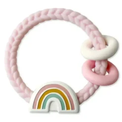 Itzy Ritzy - Mordedor de silicone com chocalho arco-íris