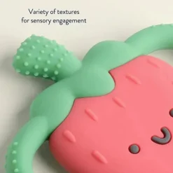 Itzy Ritzy - mordedor de silicone com alças fáceis de segurar, morango